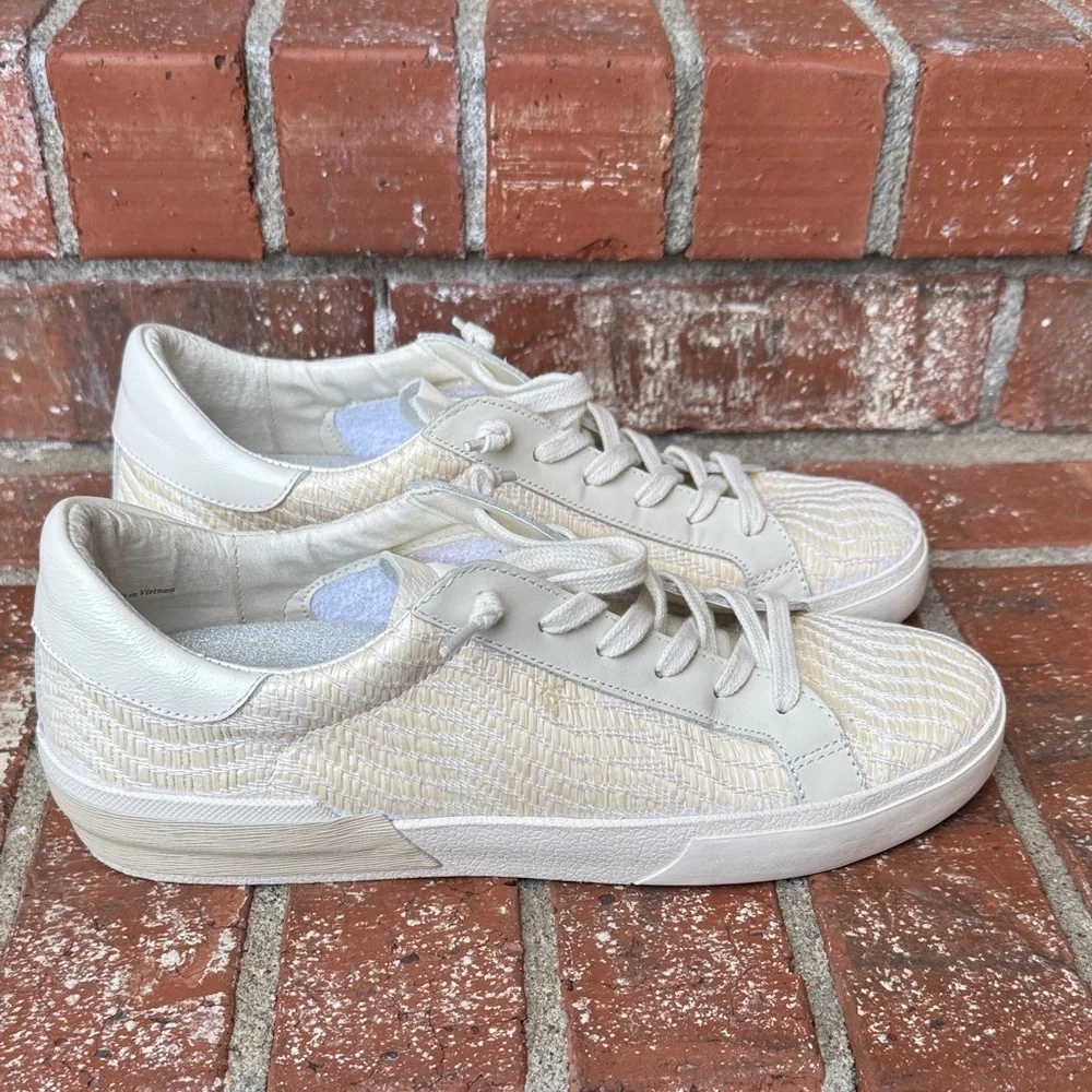 DOLCE VITA Zina Bone Raffia Cream Low Top Sneakers Women's Size 9.5